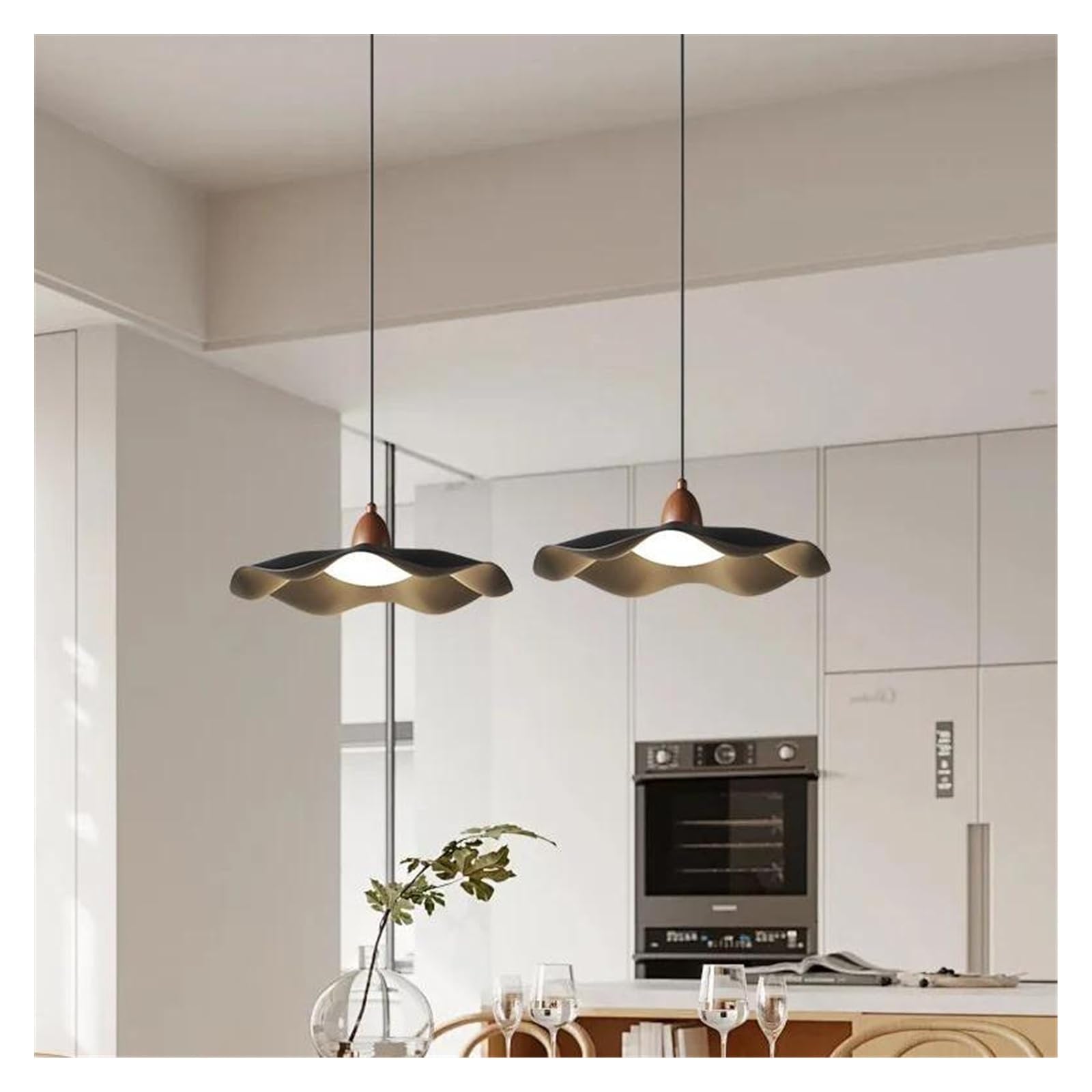 HYJAUSXB Restaurant Chandelier Nordic Retro Lotus Leaf Indoor Bedroom Lighting Fixtures(Dimmable,2 Heads)