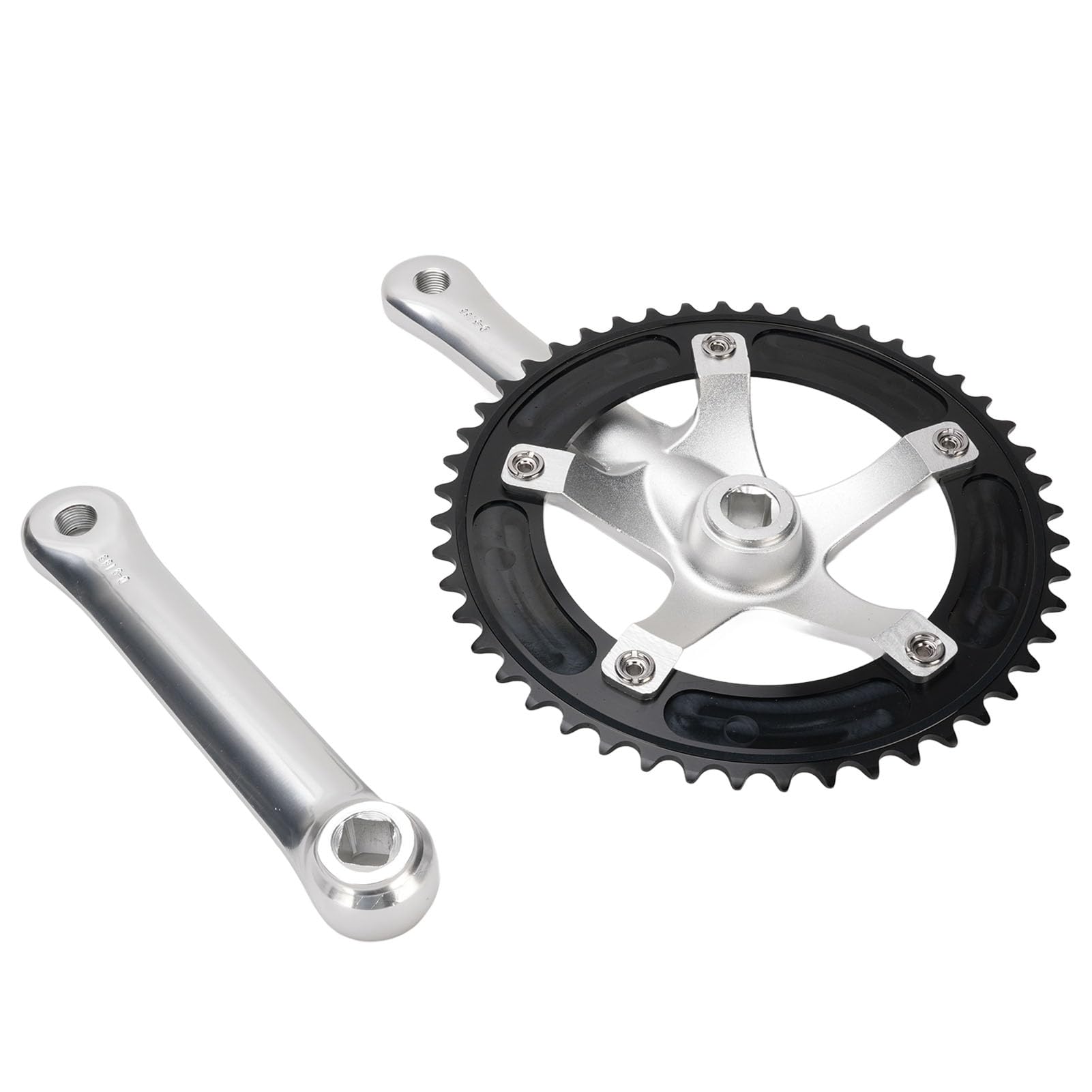 Yinhing Korba Rowerowa ze Stopu Aluminium 48T Jednobiegowa Korba Zestaw Ramion Korby do Rowerów z Ostrym Przełożeniem Srebrny i