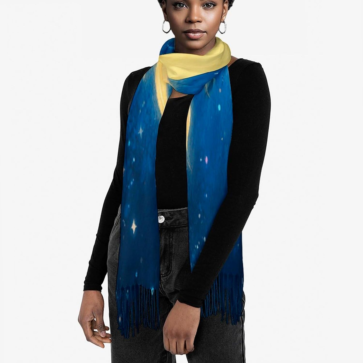 Moon Sun Scarf for Women Men Classic Fashion Blanket Scarves Soft Cashmere Feel Scarf Cold Weather Warm Long Shawl Winter Large Scarves Classic Blanket Scarfs Thick