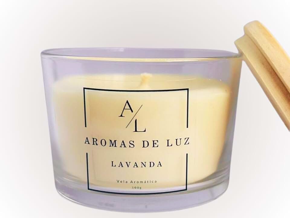 Vela Aromática Vegana de Coco, 100g, Copo de Vidro, Diversos Aromas (Lavanda)