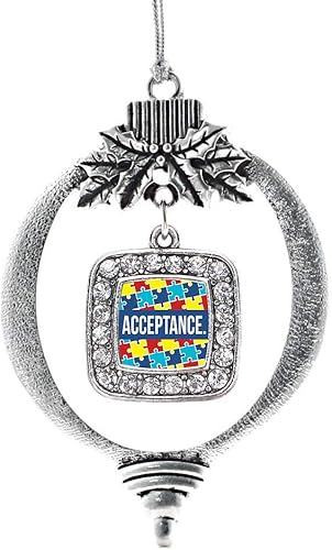 Miniatura 86 de Inspired Silver - My Vintage Initials - Adorno con dije de letra J - Adornos navideños cuadrados de plata con joyas de circonita cúbica