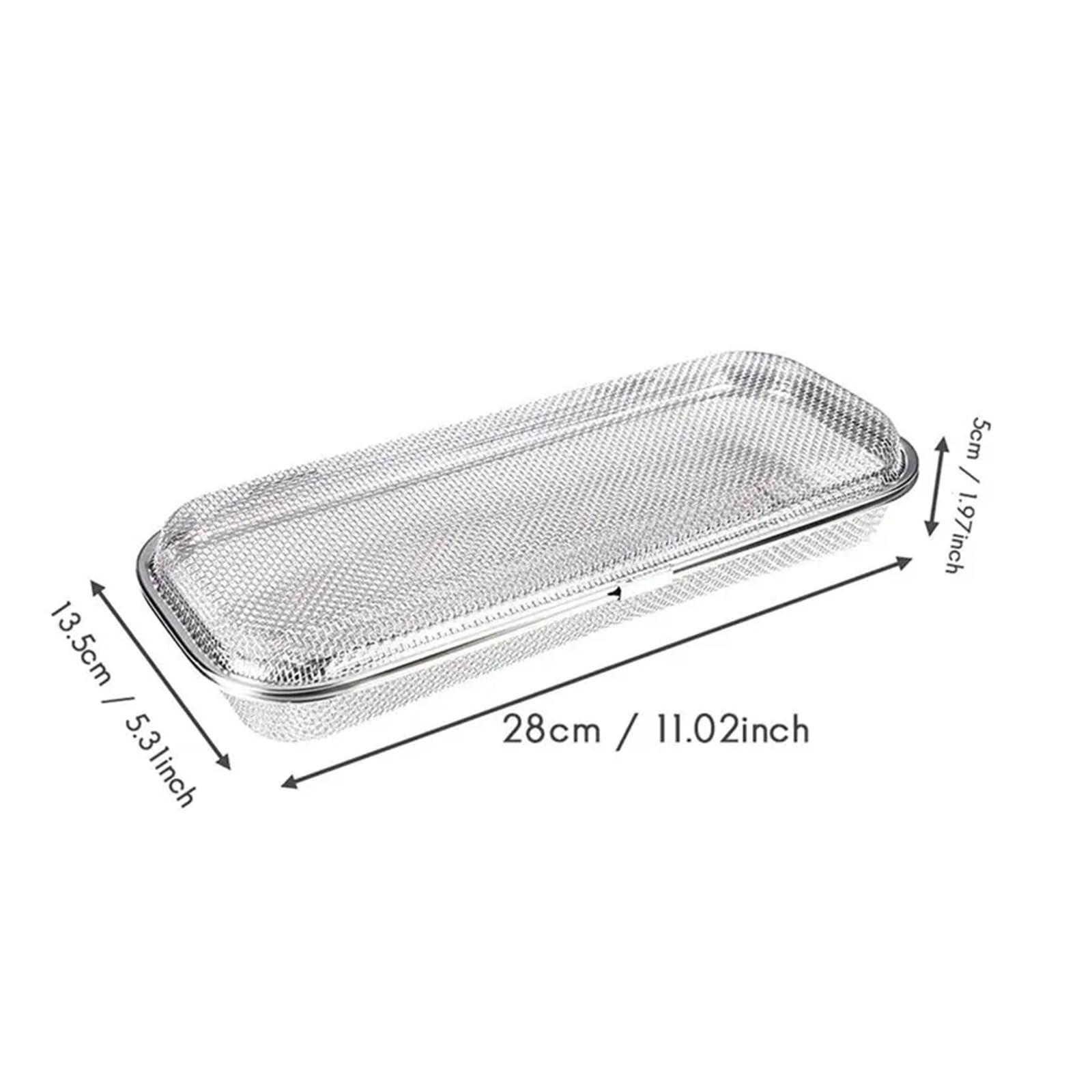 Cesta para lavavajillas, soporte rectangular de malla inoxidable | Soporte para utensilios y cubiertos, 28x5x13.5cm, acero inoxidable, color plata