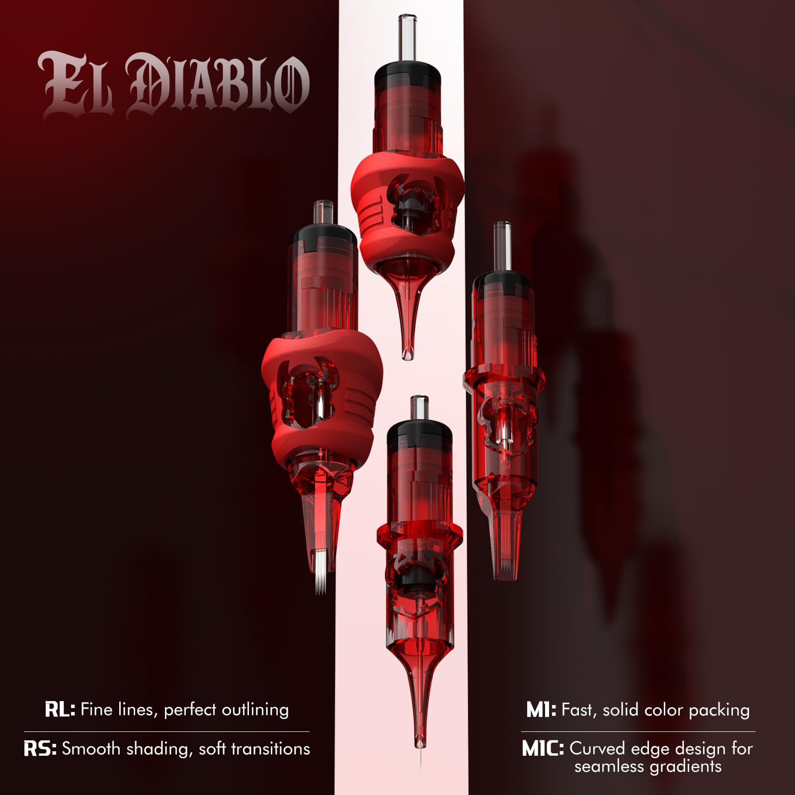 INKin Agujas Tatuaje 17RM 20 Piezas, Agujas de Tatuar #10 Bugpin 0,30mm Round Magnum con Protección de Silicona Extraíble, Agujas Tattoo con Mejorada Membrana para Maquina de Tatuar - EL Diablo