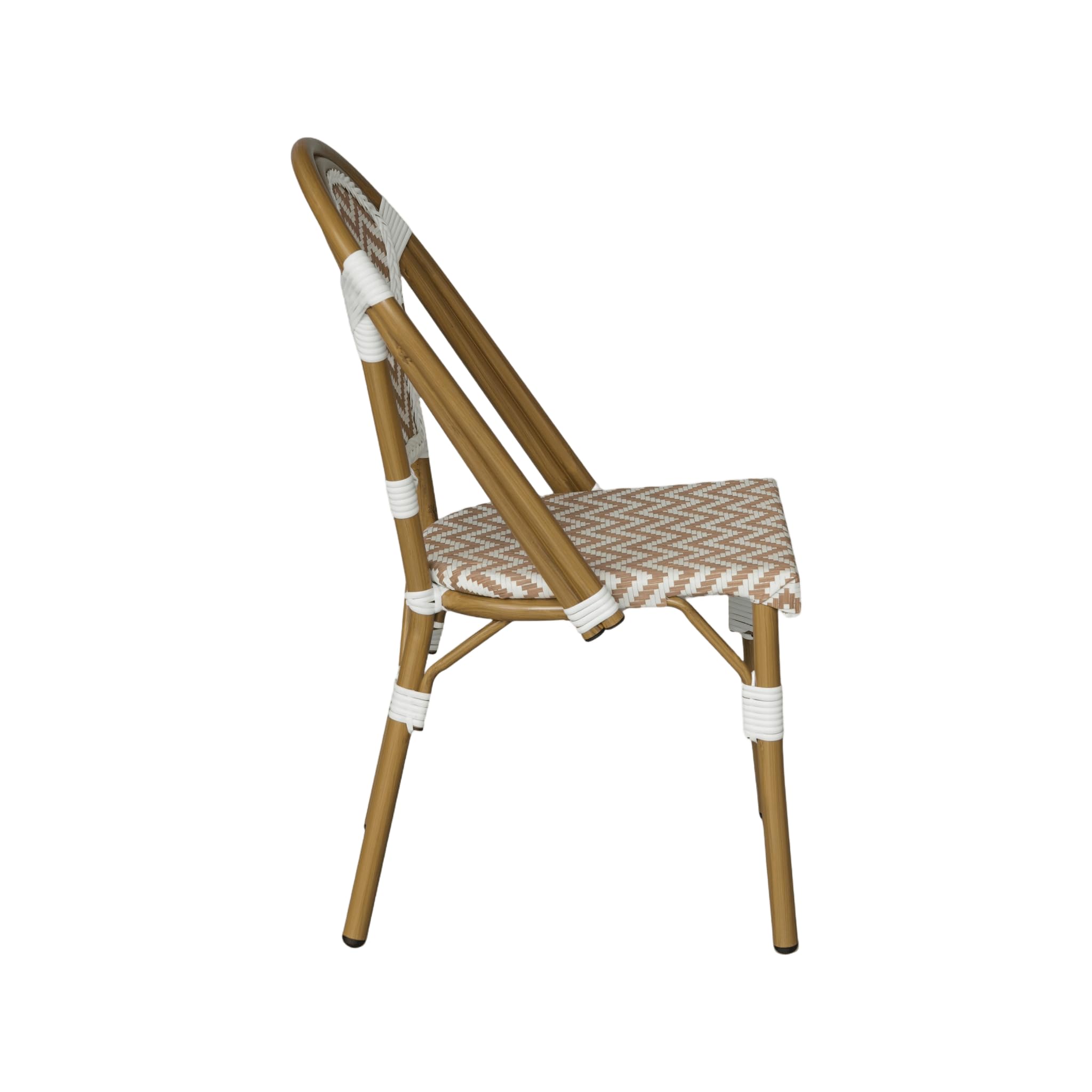 Rebecca Mobili Lot de 2 Chaises de Jardin en Aluminium, Chaises de Repas Extérieur Empilables, Marron et Blanc, Design Classique – Dimensions HxLxP : 85 x 46 x 57 cm – Art. RE7265