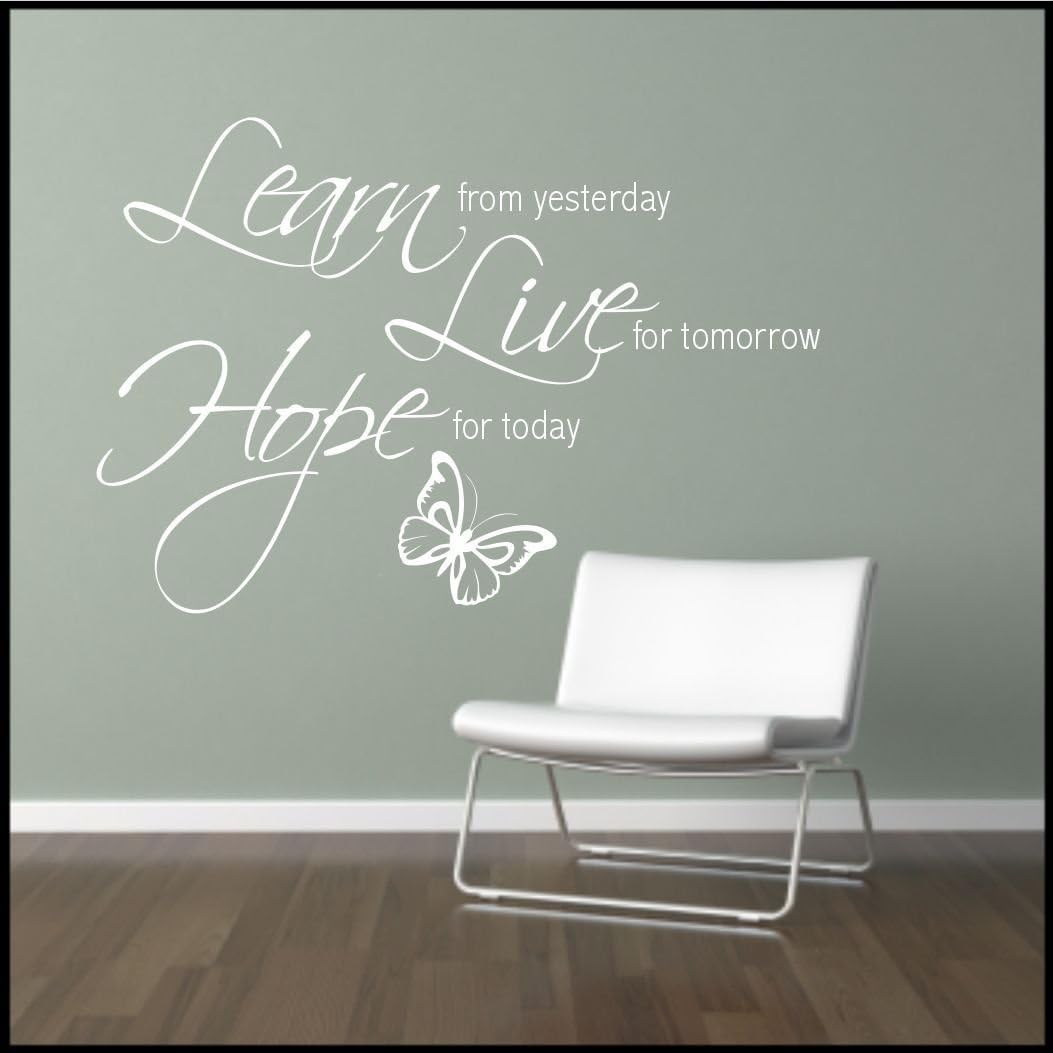 Wall Sticker Quote Learn Live Hope Home Decal Decorative Bedroom Lounge Kitchen, Magenta Pink Gloss, 60cm x 72cm