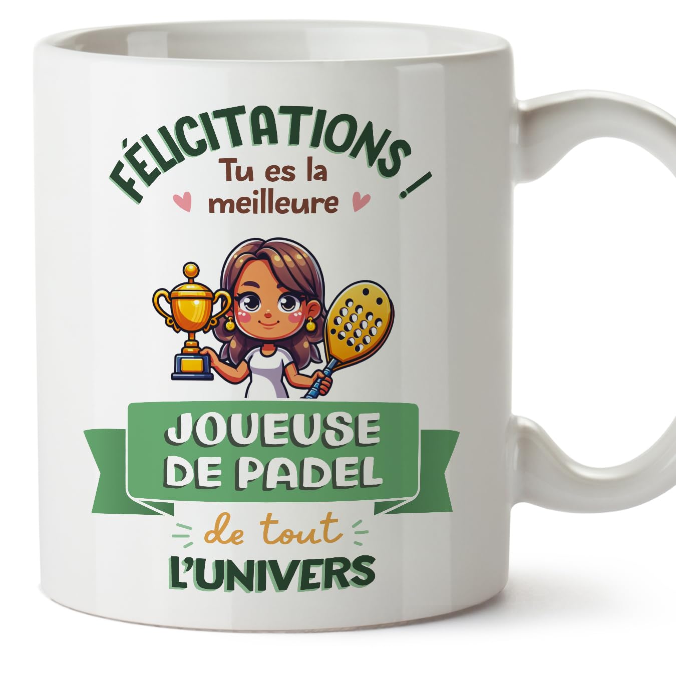 MUGFFINS Padel Player Woman Mug - in French - Meilleur Univers Trophée - Funny Gift for Colleagues - Ceramic 11oz Mug — image 1