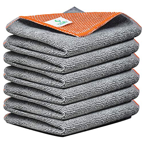 Towelogy® Grey Microfibre Dish Cloths Poly Scour...