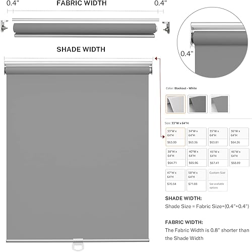 Miniatura 6 de MiLin Persianas enrollables sin cordones para ventanas del hogar, oscurecimiento de la habitación, impermeables, con aislamiento térmico, persianas