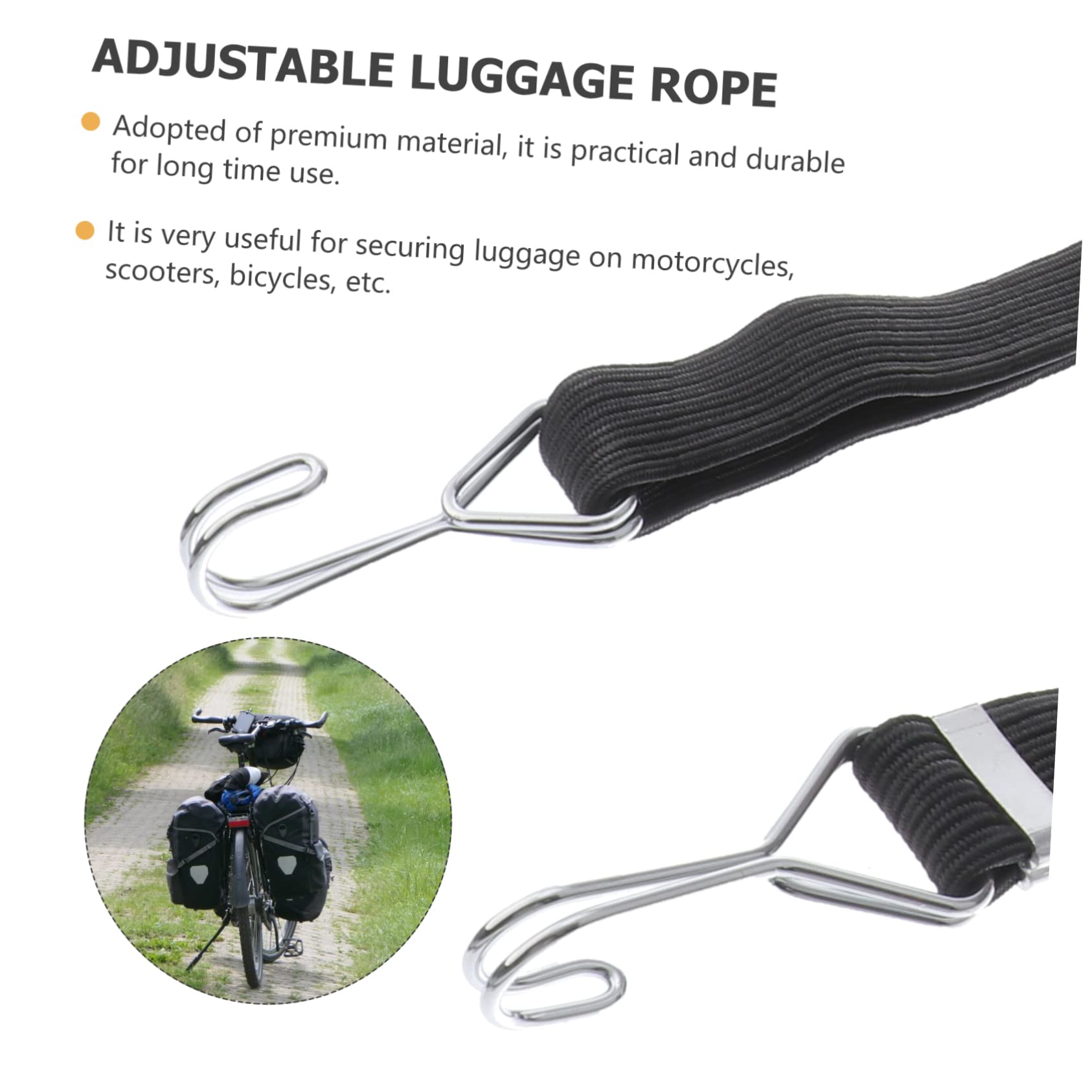 Corde d'attache pour Bagages Élastique Noire en Métal et Latex, Lot de 4 | Sangle Élastique de Chargement, Tendeurs Plats Élastiques Crochet, pour Scooters et Motos, Maintien du Bagage
