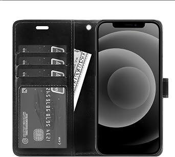 for Hotwav Hyper 7 Pro Wallet Case + Tempered Glass Screen Protector, Flip Folio Leather Cell Phone Cover with Credit Card Holder for Hotwav Hyper 7 Pro (6.60) - Black
