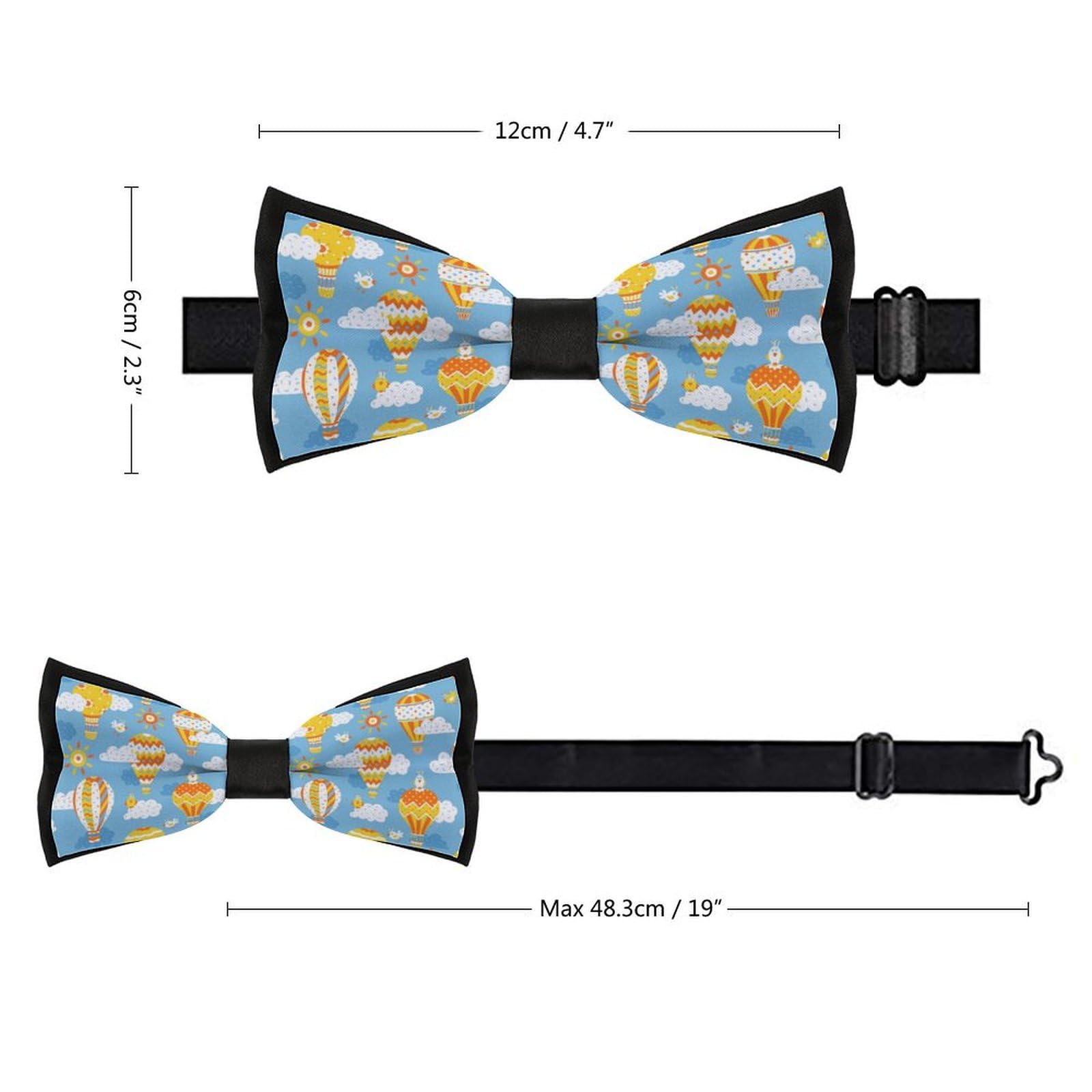 GoasNei Cute Hot Air Balloon Print Bow Tie for Men Adjustable Necktie Funny Tie Neck Ties for Weddings Party