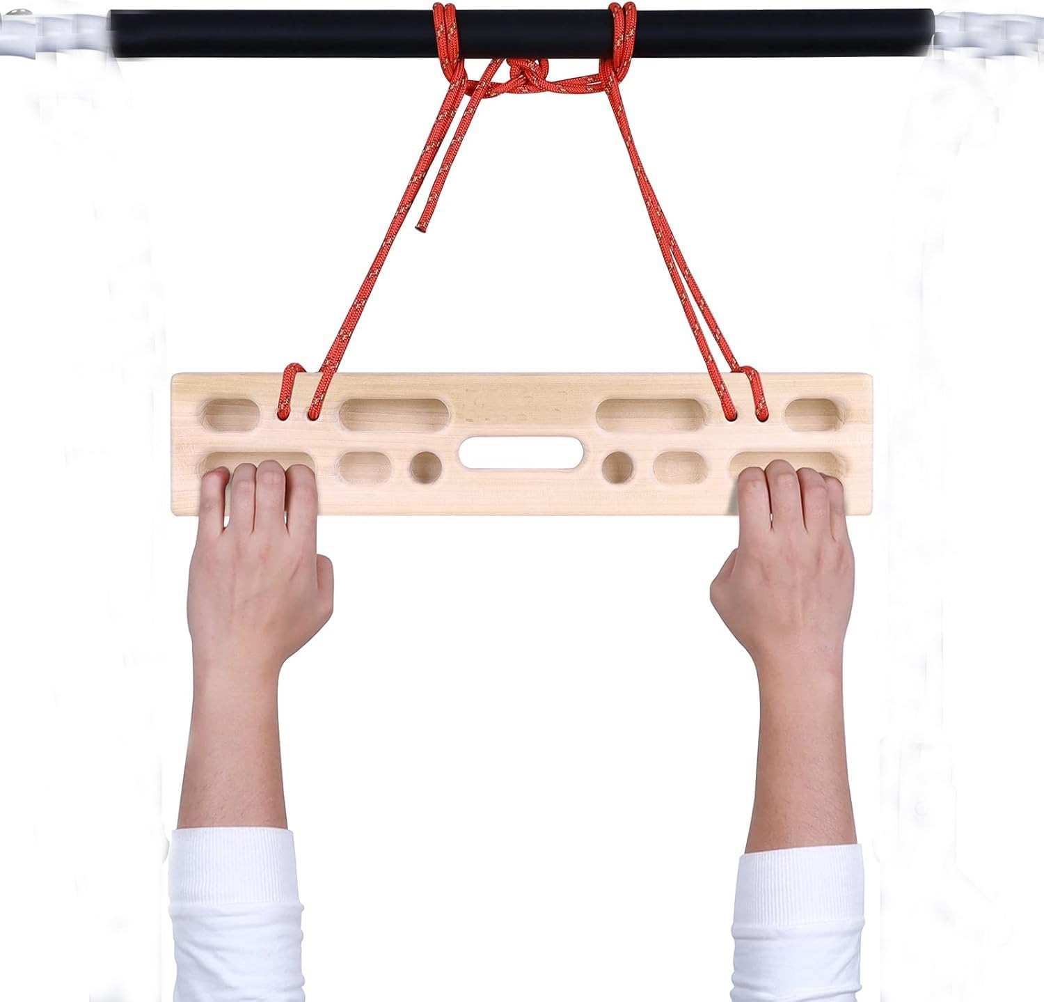 Wooden Fingerboard Hangboard Grip Strength Trainer Pull Up Board for Rock Climbing Home Workout Forearm Hand Strength Training Tool Portable Fitness Equipment for Home Gym (SMALL)-image-8