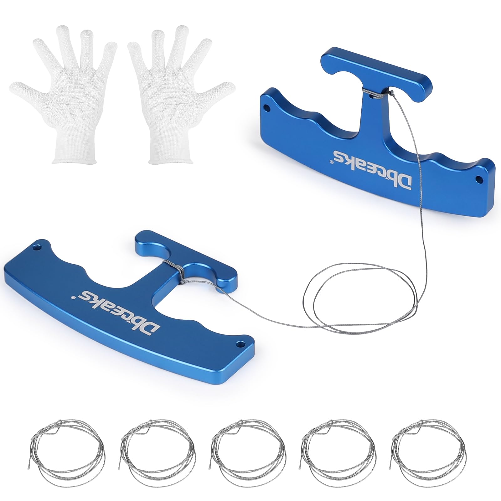 DBREAKS Voiture Enlever Les Emblèmes, 2 Pièces Outil D'enlèvement De Logo, avec 5 Câbles PE de Rechange et Une Paire de Gants, Suppression des Logos sans Traces