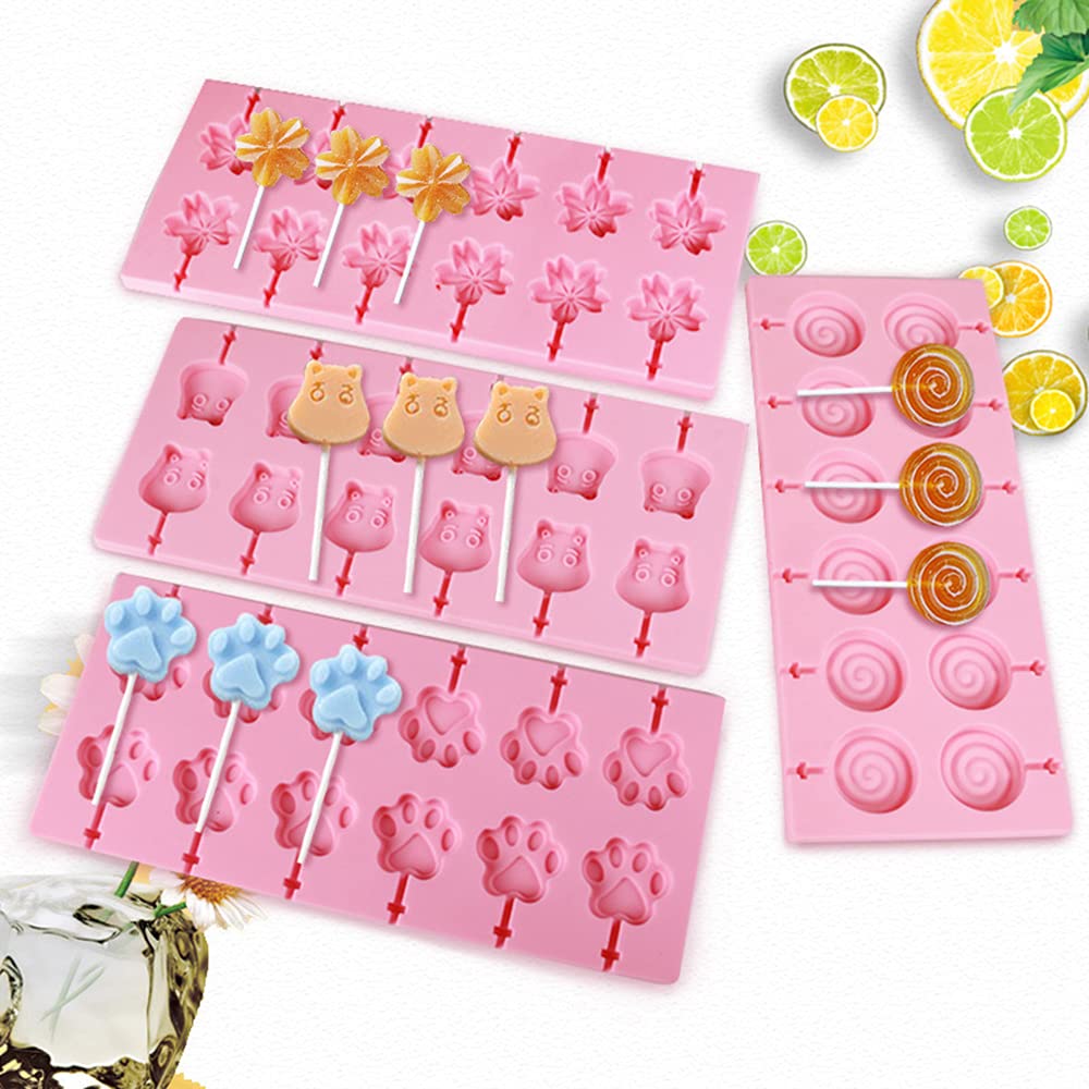 Lawei 6 Pack Silicone Lollipop Molds 12 Cavity Silicone Hard Candy