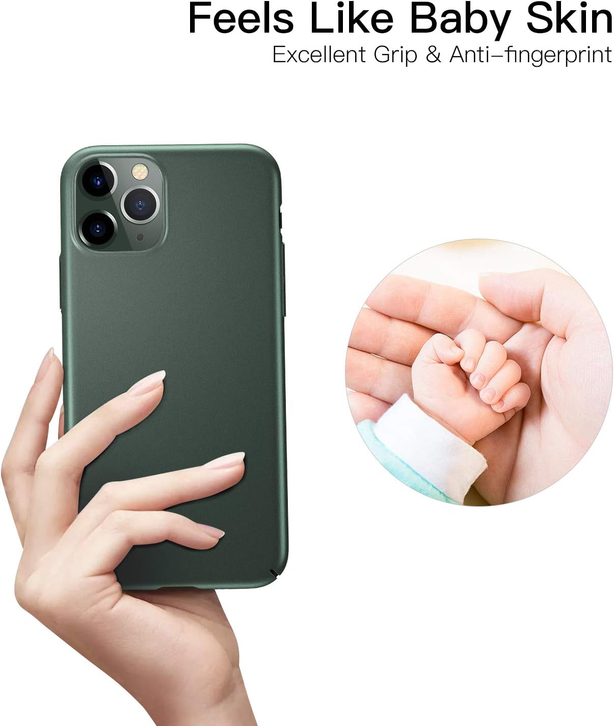 Meifigno Designed for iPhone 11 Pro Max Case [with Tempered Glass Screen Protector], Ultra Thin Hard Plastic, Slim Fit Matte Phone case Compatible with iPhone 11 Pro Max 6.5" 2019, Green