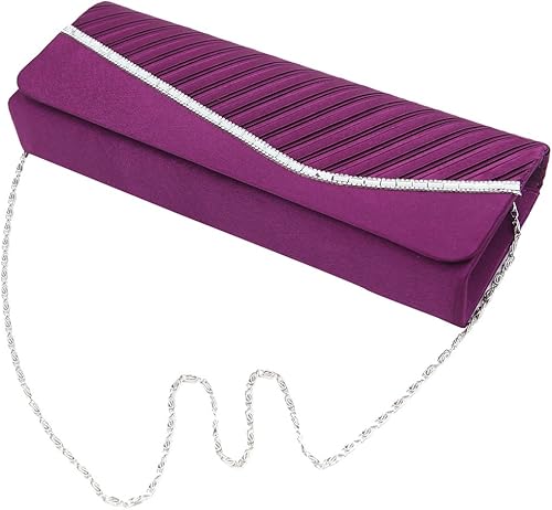 Miniatura 6 de Elegante plisado satén y solapa de cristal bolso de noche - Diff Colors Avail