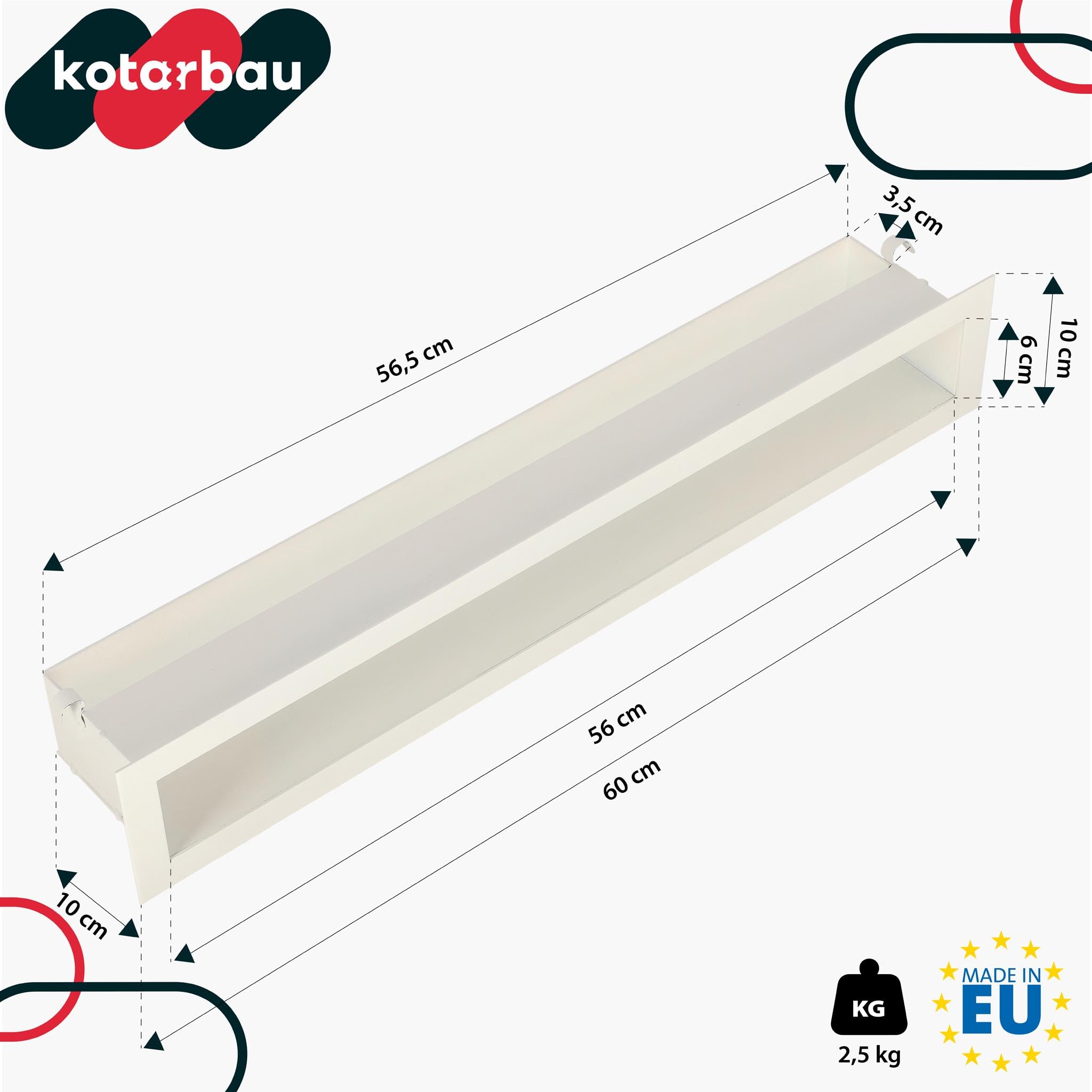 KOTARBAU® Griglia Camino - Bocchette Aria Calda Canalizzata - Acciaio Verniciato a Polvere - 60 cm - Bianco - Griglia per Caminetto - Griglie Camino - Elegante Design Moderno