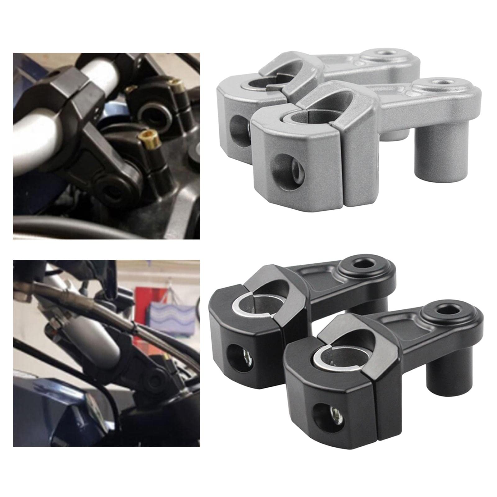 22mm 28mm Zestaw Adapterów Do Montażu Na Kierownicy Motocykla Extender Riding Zacisk Wspornika Kierownicy Riser zacisk Adapter(Silver)