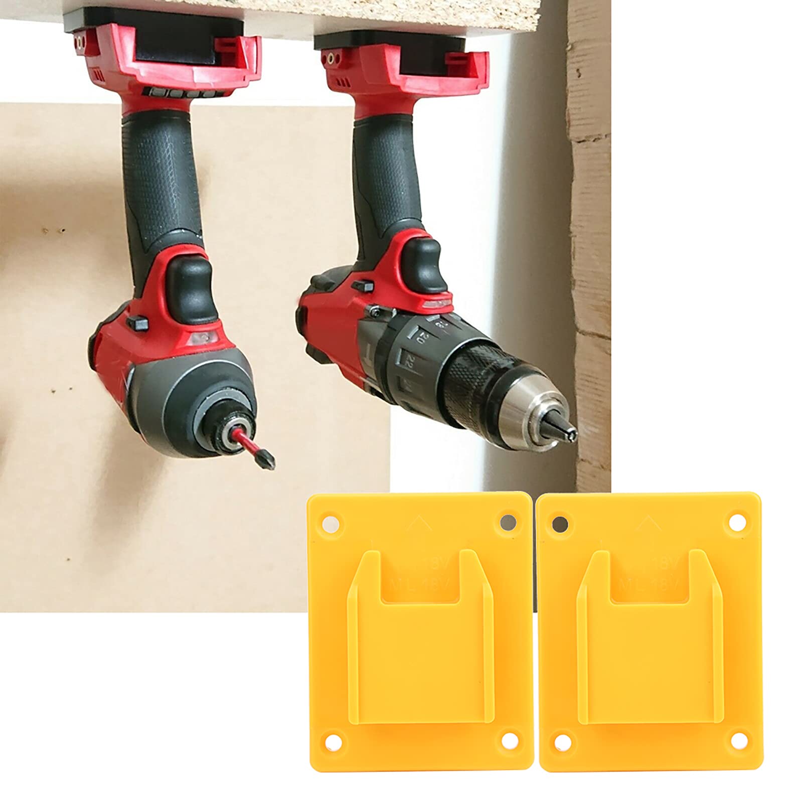 Fafeicy Base de Soporte de 2 Piezas, Base de Soporte de máquina de Herramientas eléctricas, Adecuado para M18 18V/DEWALT 20V(Amarillo)
