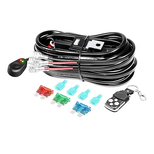 SKYWORLD Kit de arnés de cableado de barra de luz LED, 40 A, 12 V CC, 2 conductores, fusible de relé de luz LED, intermitente estroboscópico,