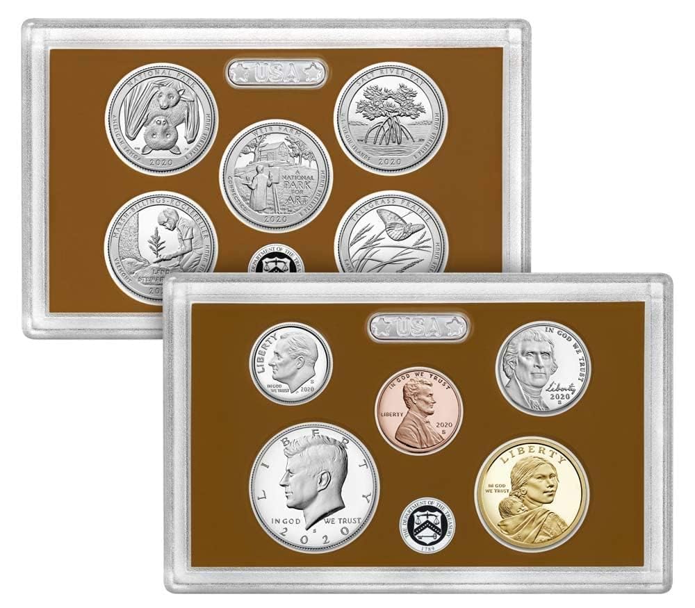 Hall of Fame Sports Memorabilia - 2020 S 10-Coin Proof Set with Penny, Nickel, Dime, 5-ATB Quarters, Half and Dollar Collection US Mint Beautiful DCAM Proof Set in OGP with COA