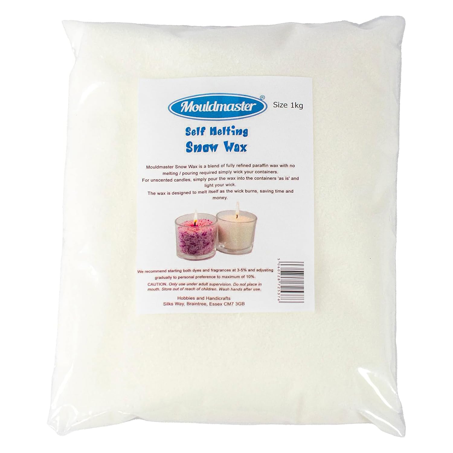 Mouldmaster White Snow Candle Granules Self Melting Wax 1Kg,