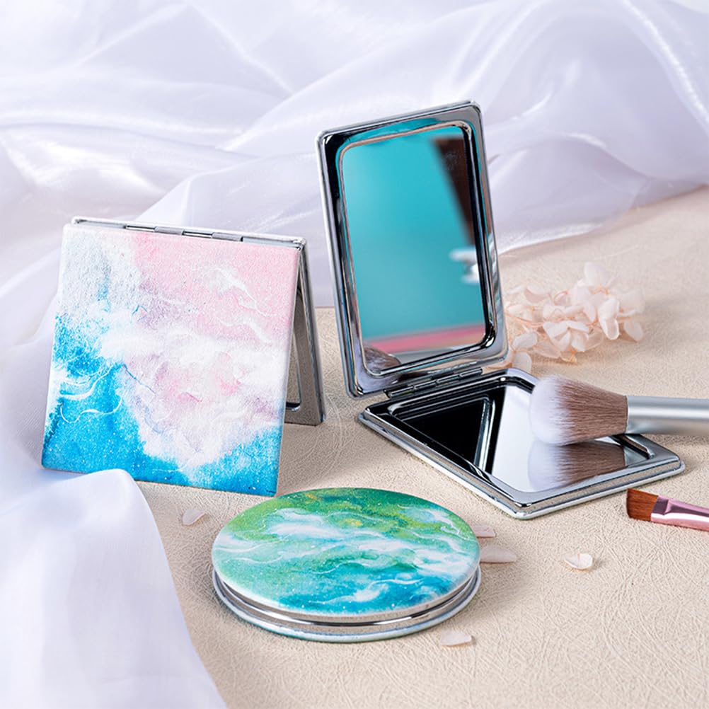 Specchio da trucco portatile verde acquerello, specchio a mano, specchio pieghevole compatto,tascabile, piccolo da scuola,compatto per trucco, campeggio e viaggio