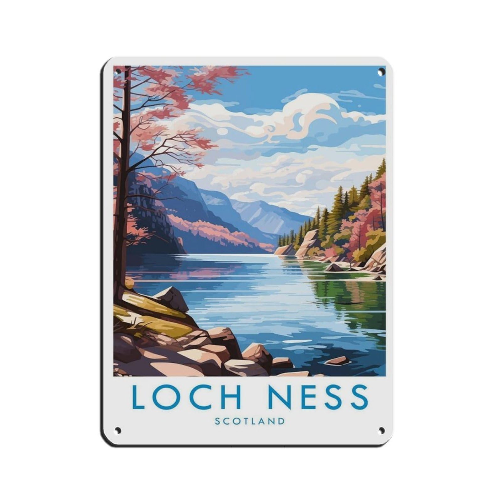 Loch Ness Travel,Scotland Travel Decor Tin Sign Vintage Metal Pub Club Cafe Bar Home Wall Art Decoration Poster Retro 12x16inch(30x40cm)