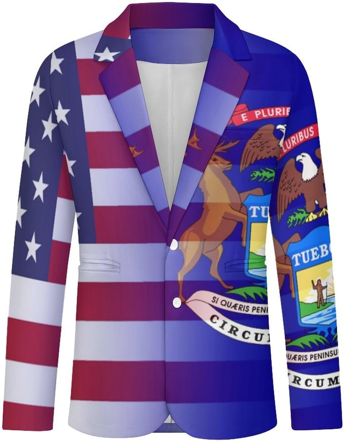 U.S.A Michigan State Flag Mens Casual Blazer Sport Coat Two Buttons Business Jackets