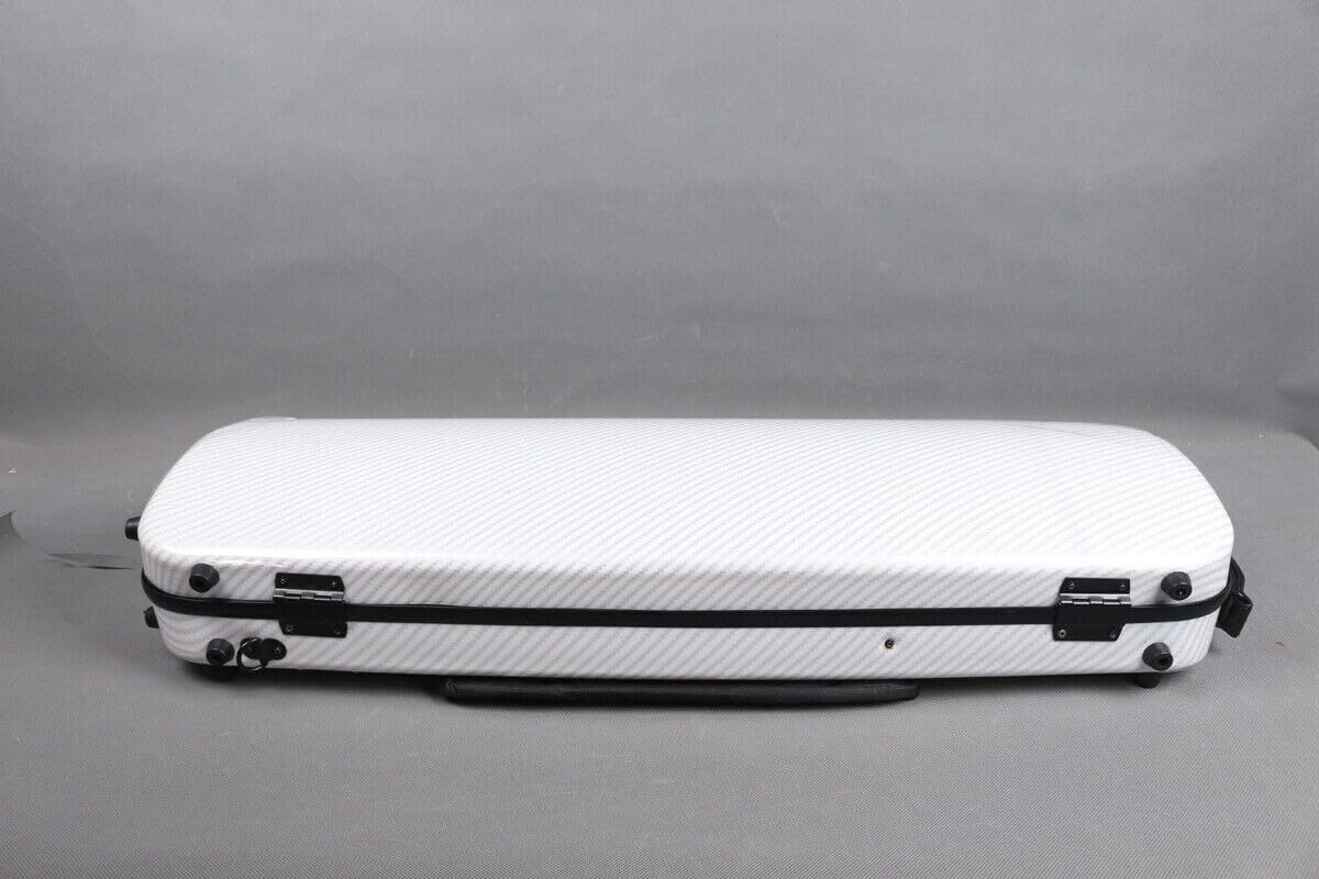 Estuche de violín rectangular de fibra de carbono 4/4 de tamaño completo, caja de violín con bloqueo de código, ligera de color claro con correa fuerte (blanco)