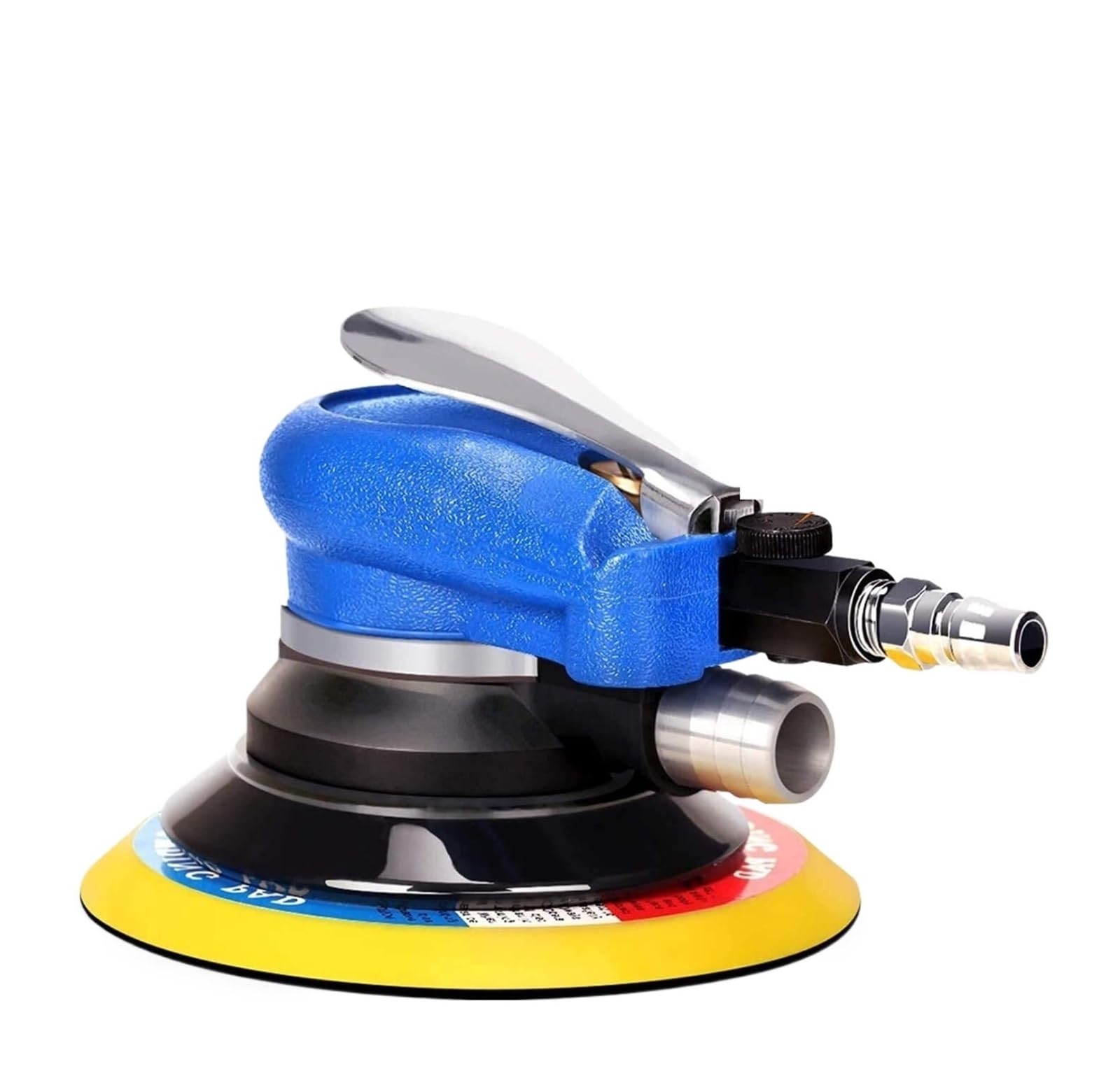 Mini lijadora de banda lijadora eléctrica pulidora Pulidora de lijadora de 6 pulgadas, órbita neumática con papel de lija de disco de lijado de 12 piezas y esponja de pulido de 3 piezas Fácil de usar