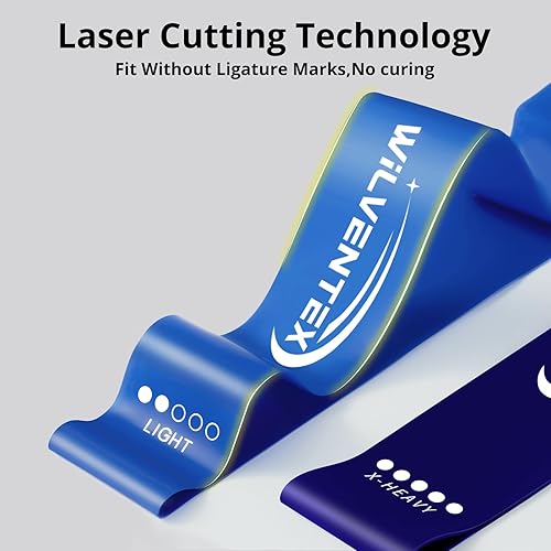 Miniatura 6 de Bandas de resistencia, juego de bucles de látex natural, 5 niveles de resistencia diferentes 10 libras a 115 libras para entrenamiento, gimnasio,