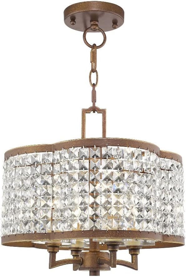 Livex Lighting 4 Light WG Mini Chandelier/Semi Flush, Hand Applied Winter Gold (50574-28)