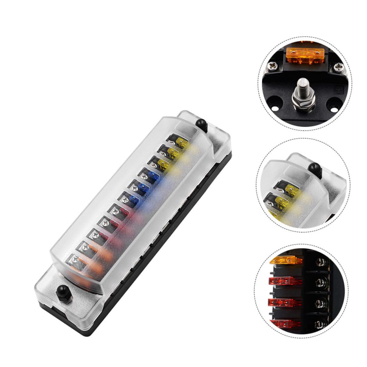 Boîte à Fusibles Automobile Protection Surcharge en Plastique 12 Voies avec Porte-fusible Cuivre 32v 75a pour Voitures et Bateaux