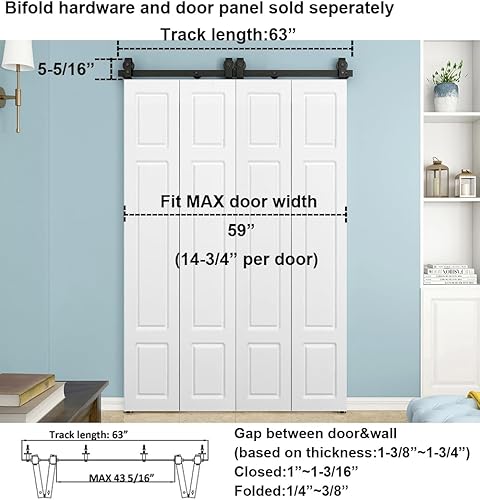 Vista 4 de Herrajes para puertas plegables corredizas de almacén DIYHD