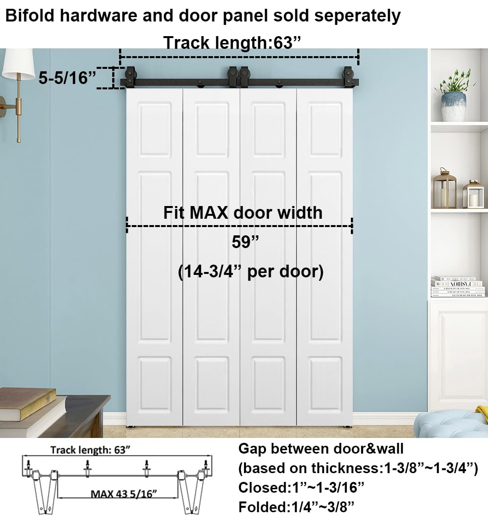 Dropship 3FT Bi-Folding Sliding Barn Door Hardware Track Kit, Black Roller  Kit For 2 Doors, J Shape(No Door) to Sell Online at a Lower Price