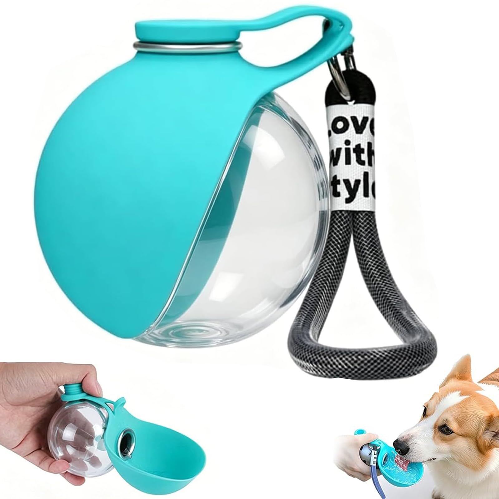 Pet Water Bottle, Portable Water Dispenser for Dog, Outdoor Travel Companion for Hiking and Walking, Blue Premium Material with Transparent Body, Compact Pet Accessories Use-image-3