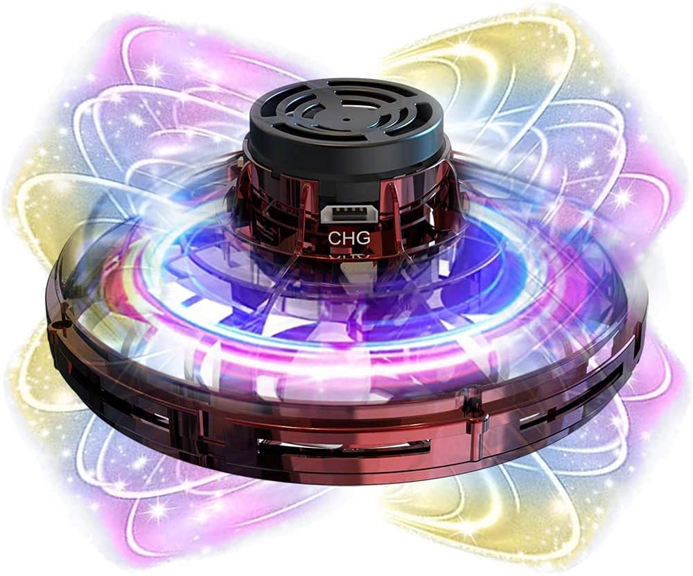 SSG BRANDS Mini Flying Light Spinner Hand Operated Drones Fidget Spinners shining LED Lights for Kids Toys for boys & girls outdoor toys Electronic spinner Chargeable toy for Adults and Kids (Red)