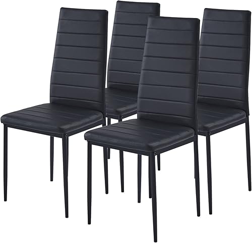 Miniatura 23 de Juego de 4 sillas de comedor, silla auxiliar tapizada, sillas modernas de cocina y comedor, silla de comedor de piel sintética lavable con patas de