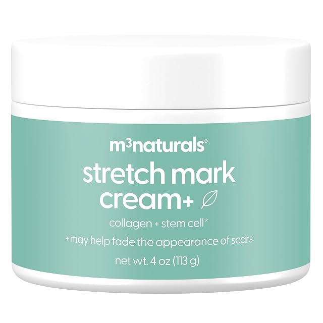 M3 Naturals (NEW) M3 Stretch Mark Cream for Pregnancy, with Collagen and Stem Cell, 4 oz