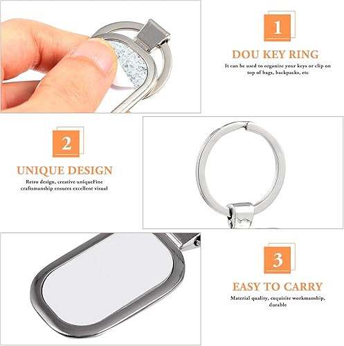 Miniatura 4 de ARTIBETTER 5 llaveros en blanco, llavero de transferencia de calor, llavero de metal DIY llavero en blanco con llaveros para hacer regalos, Plata 1