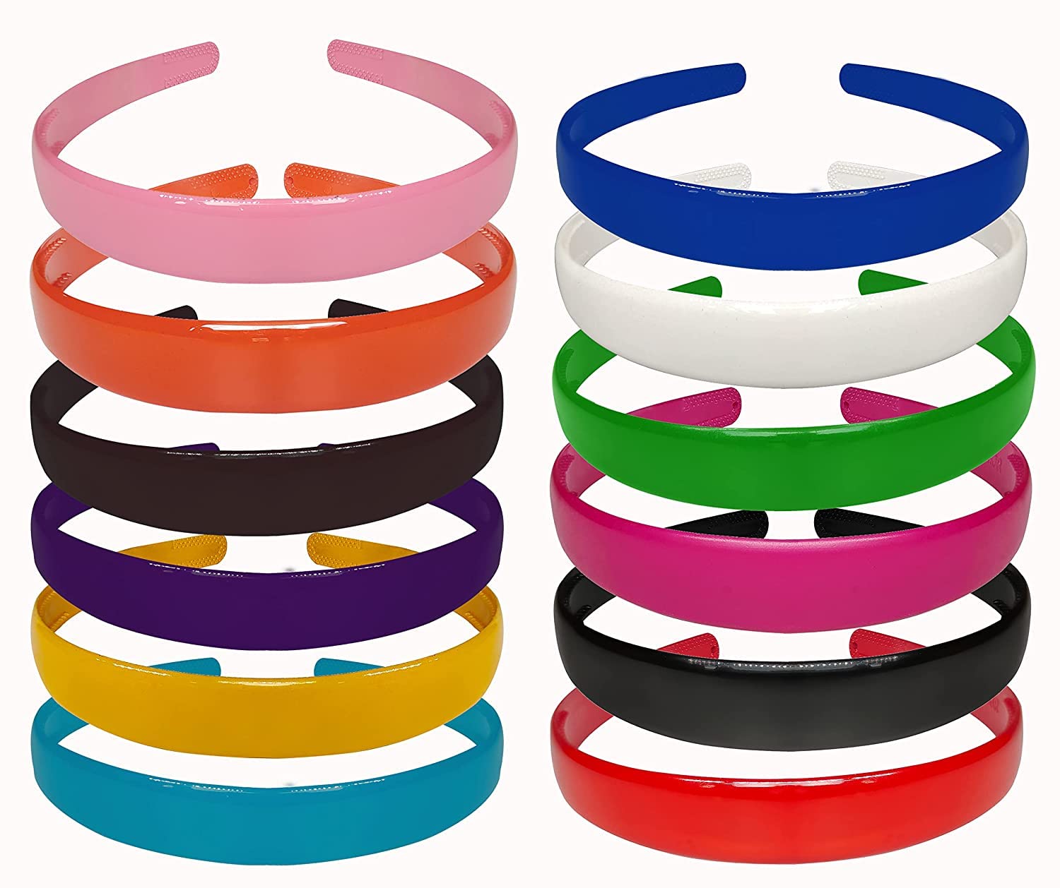 Multicolor Simple Fancy 20 mm Wide Plastic Teeth Comb Shine Hair Bands Hair Accessories For Girls and Women (Pack Of 12)-image-20