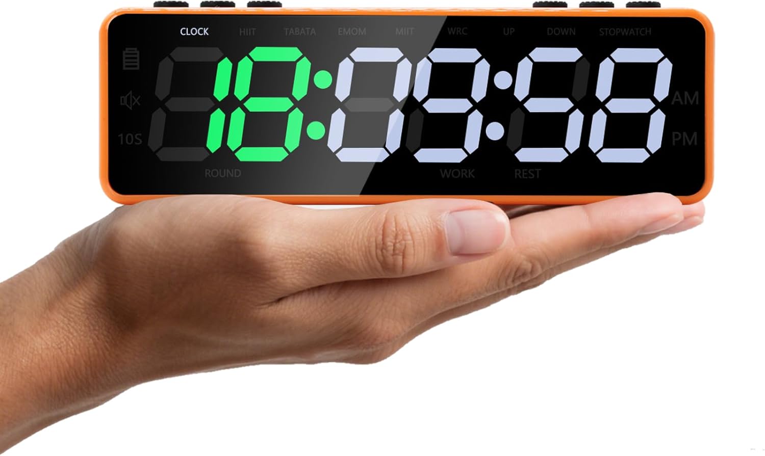 Portable Gym Timer Clock with Powerful Battery, Workout Timer for Home Gym with Brightness Adjustable for Countdown/Up/Stopwatch/HIIT, Digital Gym Stopwatch for Gym/Garage/Boxing/Fitness