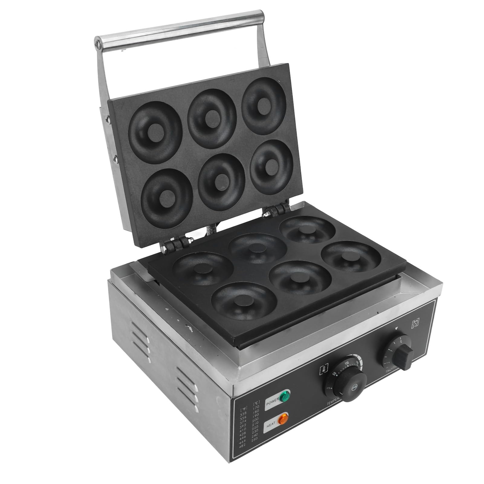 Kommerzieller Donut-Maker, 6 Löcher, doppelseitige Heizung, antihaftbeschichtet, elektrische Donut-Maschine für Küche, Dessertladen