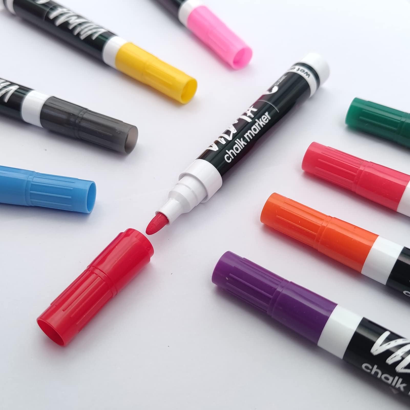 Vilma Liquid Chalk Pens Markers 36 Pack, Vibrant Opaque Ink, Easy to Erase for Glass, Windows, Mirrors and Chalkboards,12 Colours - Image 2