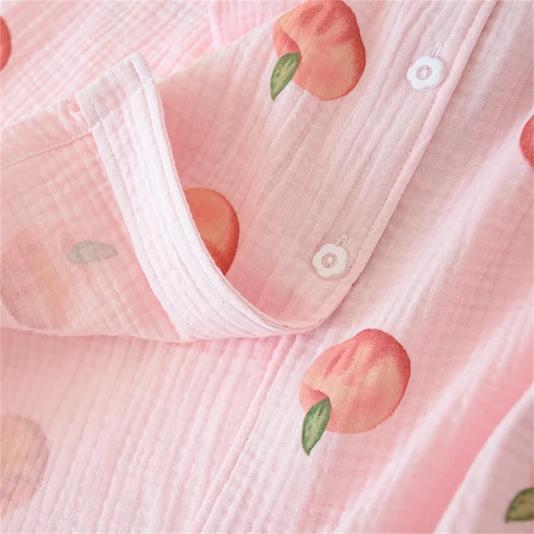 Hdhdeueh Pijama de algodón crepé para mujer, conjunto de pijama cómodo de manga larga