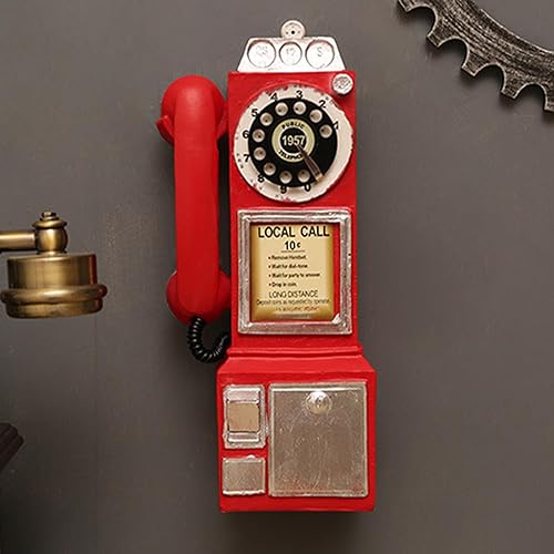 Miniatura 2 de Teléfono antiguo de 11.5 pulgadas, accesorios clásicos de resina para teléfono, esfera rotativa, modelo retro montado en la pared para decoración