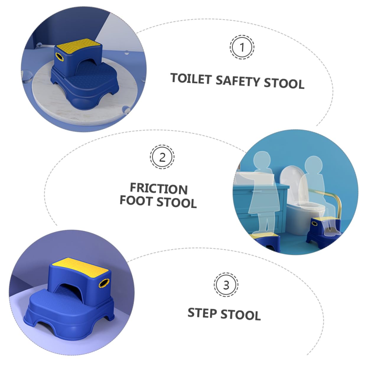 BESTonZON Taburete de Escalón Infantil de Doble Taburete Pies de Baño Antideslizante Herramienta de Seguridad Baño Color Amarillo y Azul