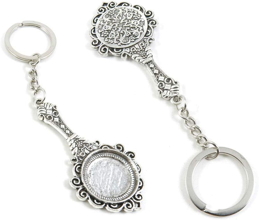 10 Pieces Keyring Keychain Wholesale Suppliers Jewelry Clasps Z4SA2K Mirror Cabochon Frame Setting