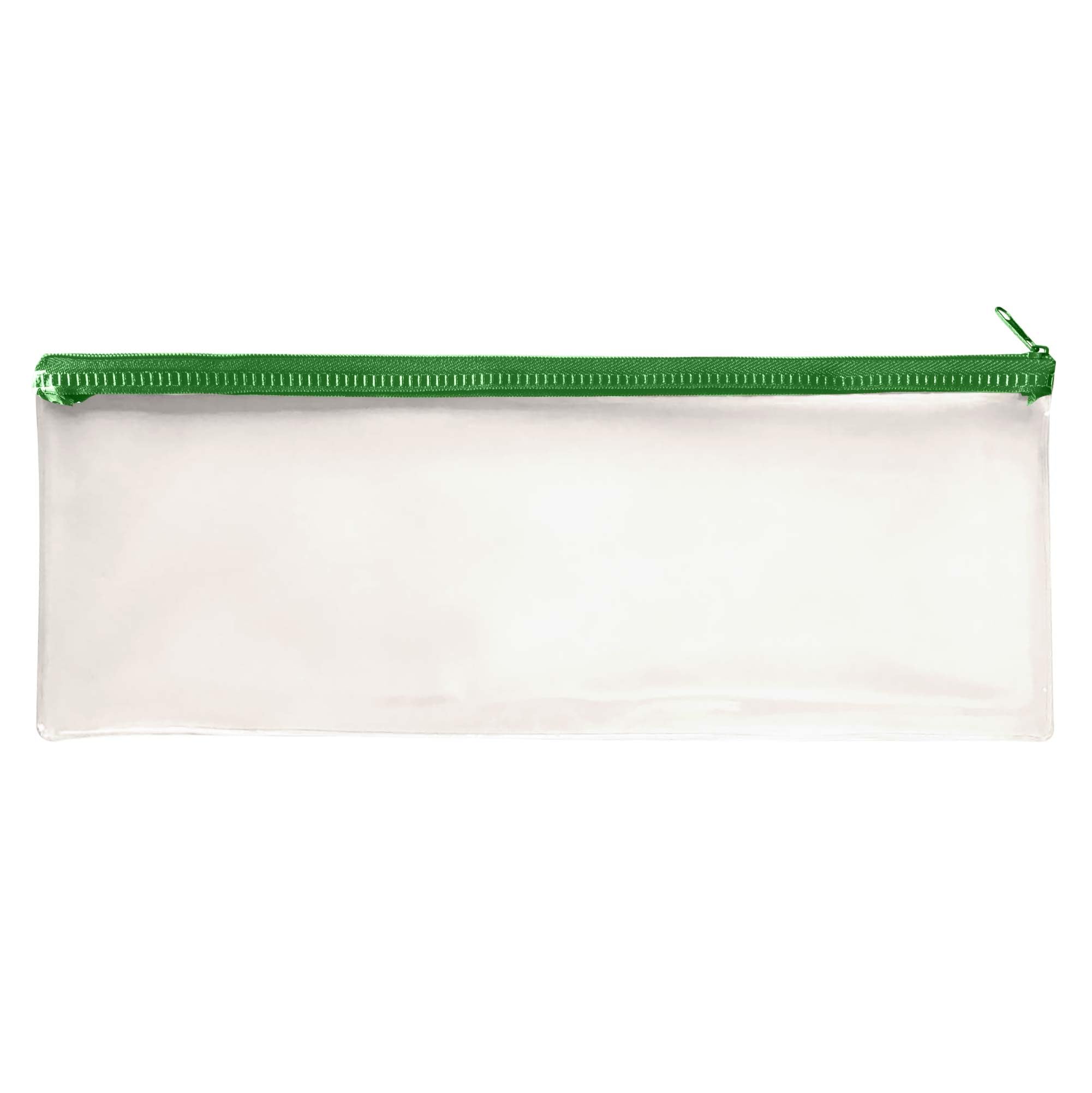 Janrax - Astuccio portamatite trasparente con cerniera, 33 x 13 cm, colore: Verde
